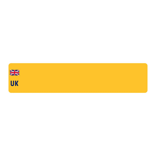 Car standard oblong Nikkalite™ yellow reflective: 520 x 111mm with UK Identifier