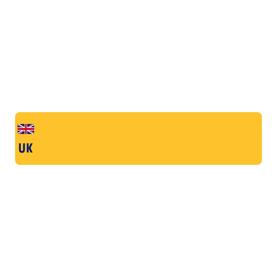 Car standard oblong Nikkalite™ yellow reflective: 520 x 111mm with UK Identifier