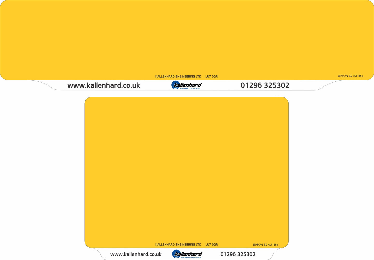 Made-up car lipped oblong rear plate: 533 x 144mm