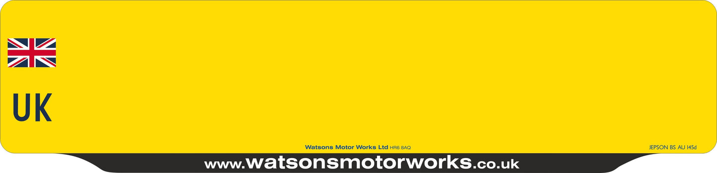 Car acrylic full wet lipped oblong: 520 x 125mm with UK Identifier (pre-printed)