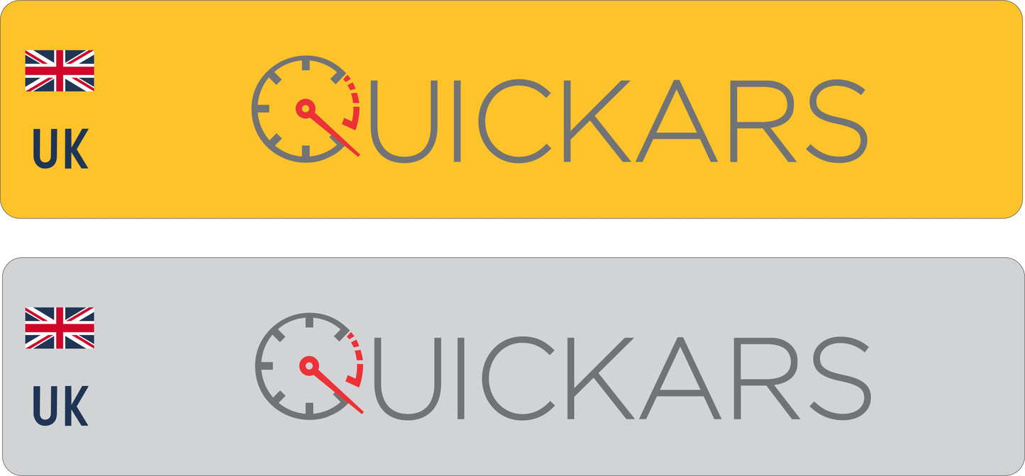 Car standard oblong Nikkalite™ white reflective: 520 x 111mm with UK Identifier (pre-printed)