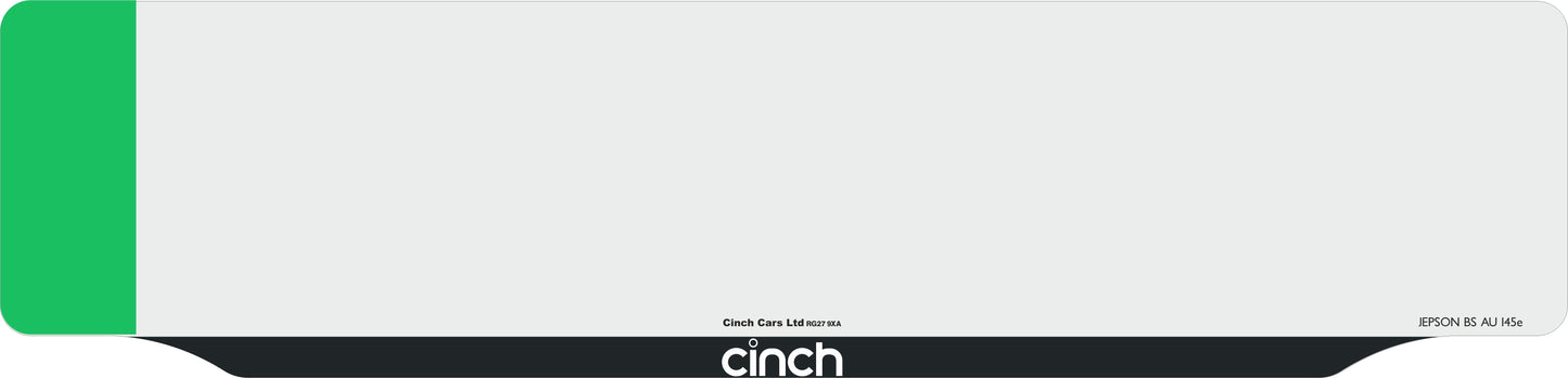 Car acrylic lipped oblong: 520 x 125mm with dry lip and green flash (pre-printed)