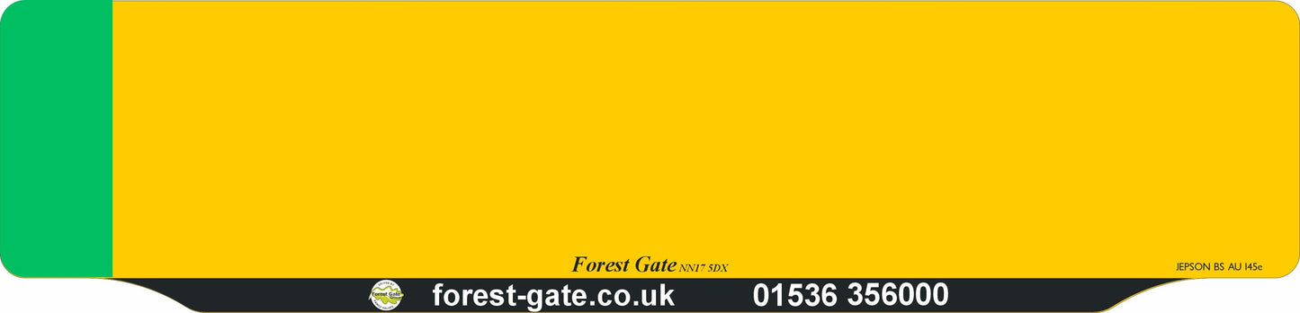 Car acrylic full wet lipped oblong: 520 x 125mm with green flash (pre-printed)