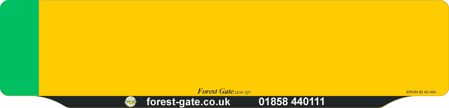Car acrylic full wet lipped oblong: 520 x 125mm with green flash (pre-printed)