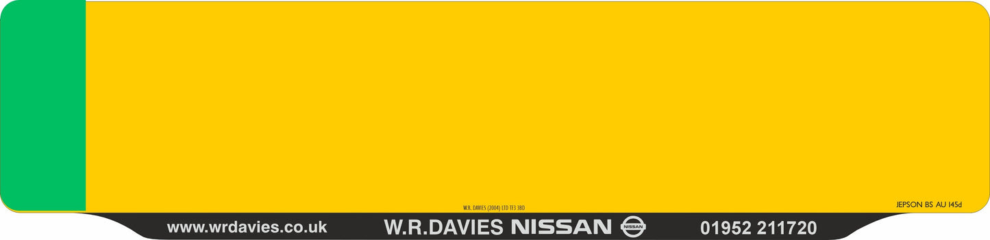 Car acrylic full wet lipped oblong: 520 x 125mm with green flash (pre-printed)