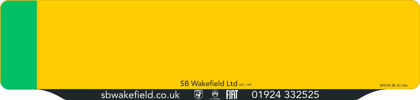 Car acrylic full wet lipped oblong: 520 x 125mm with green flash (pre-printed)