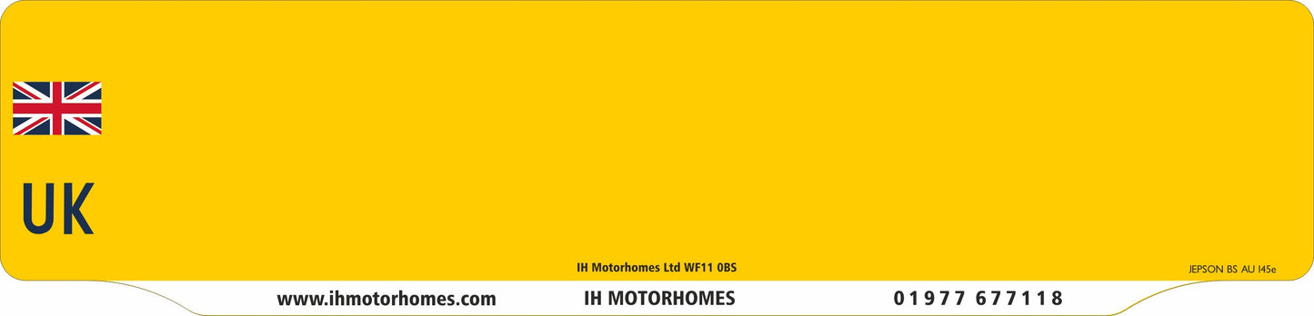 Car acrylic full wet lipped oblong: 520 x 125mm with UK Identifier (pre-printed)