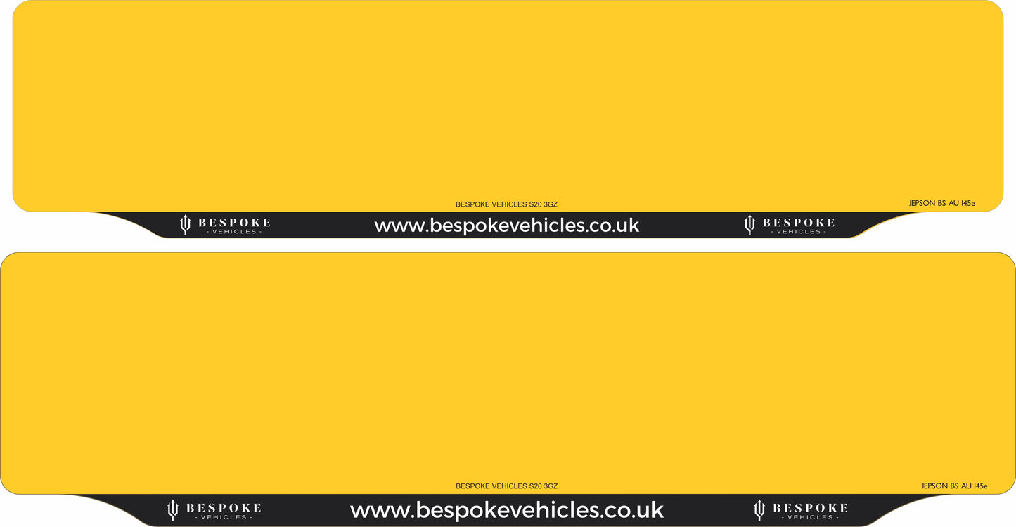 Made-up car lipped oblong front plate: 520 x 125mm