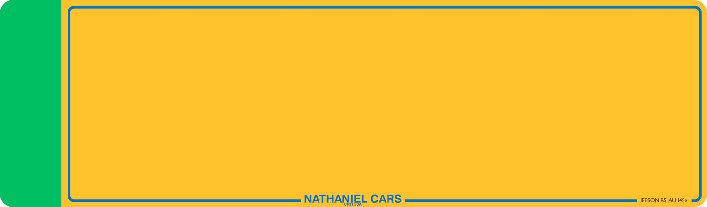 Made-up oversize car rear plate: 533 x 152mm with green flash