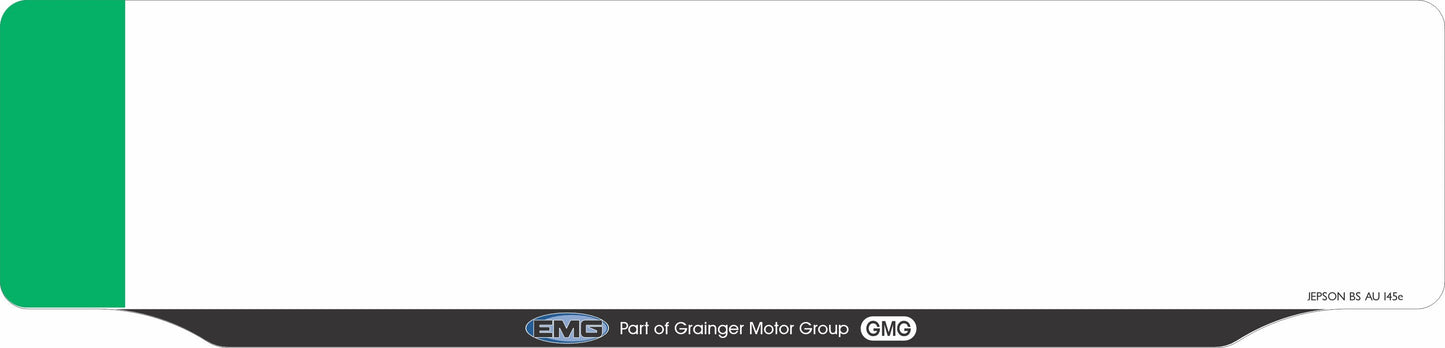 Car acrylic lipped oblong: 520 x 125mm with dry lip and green flash (pre-printed)