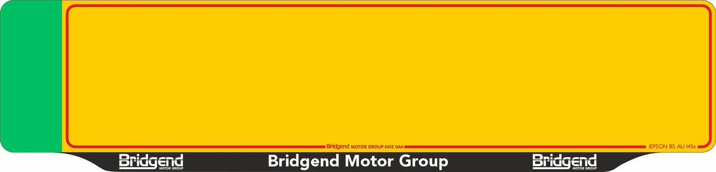 Car standard oblong Nikkalite™ yellow reflective: 520 x 111mm with green flash (pre-printed)