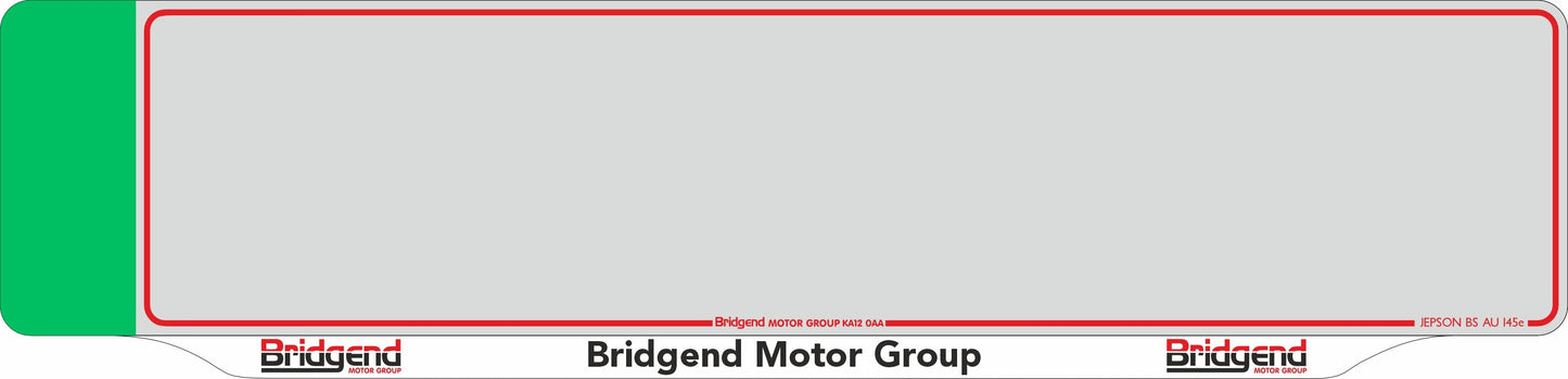 Car acrylic full wet lipped oblong: 520 x 125mm with green flash (pre-printed)