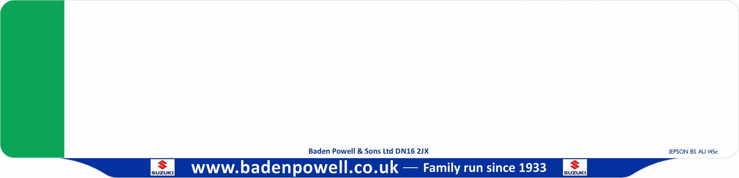 Car acrylic full wet lipped oblong: 520 x 125mm with green flash (pre-printed)