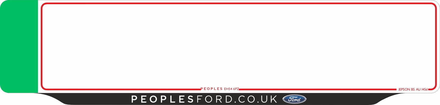 Car acrylic lipped oblong: 520 x 125mm with dry lip and green flash (pre-printed)