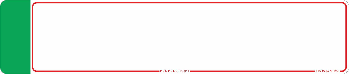 Car standard oblong Nikkalite™ white reflective: 520 x 111mm with green flash (pre-printed)