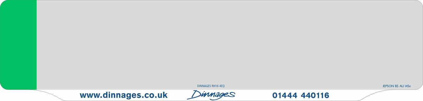 Car acrylic full wet lipped oblong: 520 x 125mm with green flash (pre-printed)