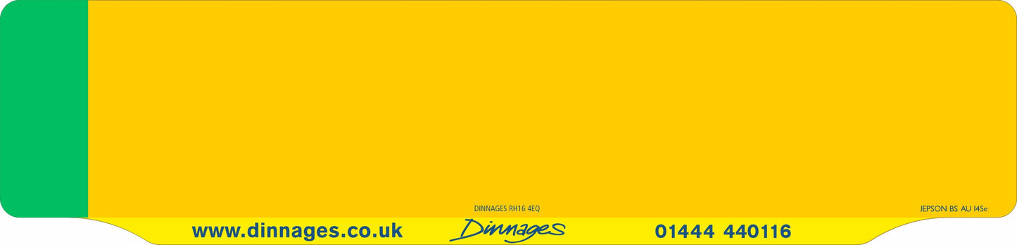 Car acrylic full wet lipped oblong: 520 x 125mm with green flash (pre-printed)