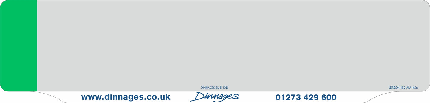 Car acrylic full wet lipped oblong: 520 x 125mm with green flash (pre-printed)