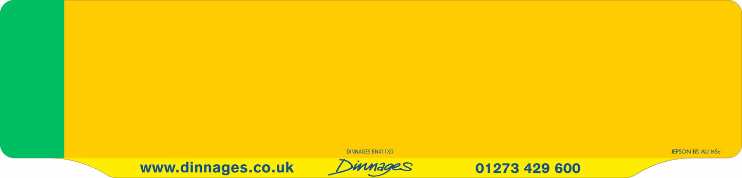 Car acrylic full wet lipped oblong: 520 x 125mm with green flash (pre-printed)