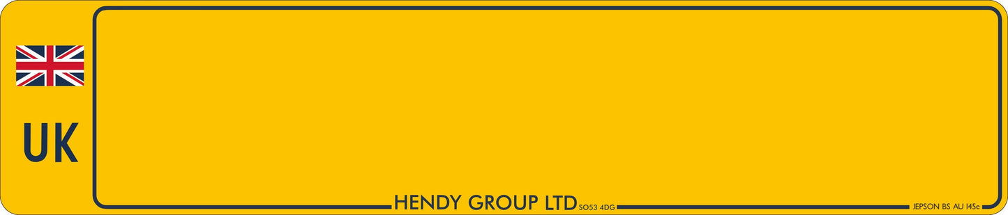 Made-up oversize car rear plate: 533 x 152mm with UK Identifier