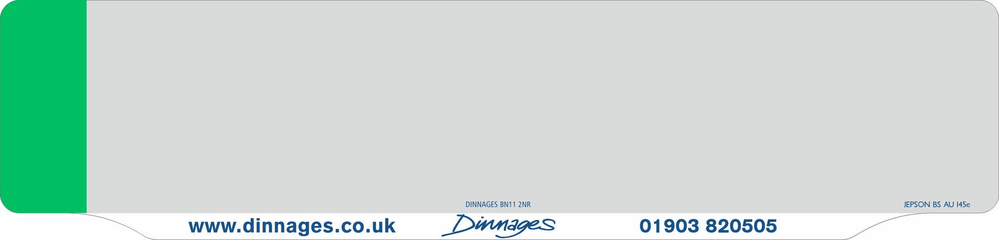 Car acrylic full wet lipped oblong: 520 x 125mm with green flash (pre-printed)