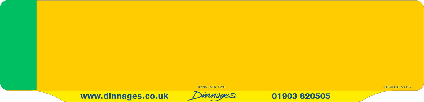 Car acrylic full wet lipped oblong: 520 x 125mm with green flash (pre-printed)