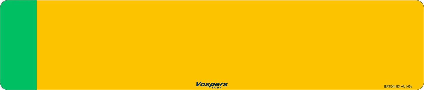 Car acrylic standard oblong: 520 x 111mm with Green Flash (pre-printed)