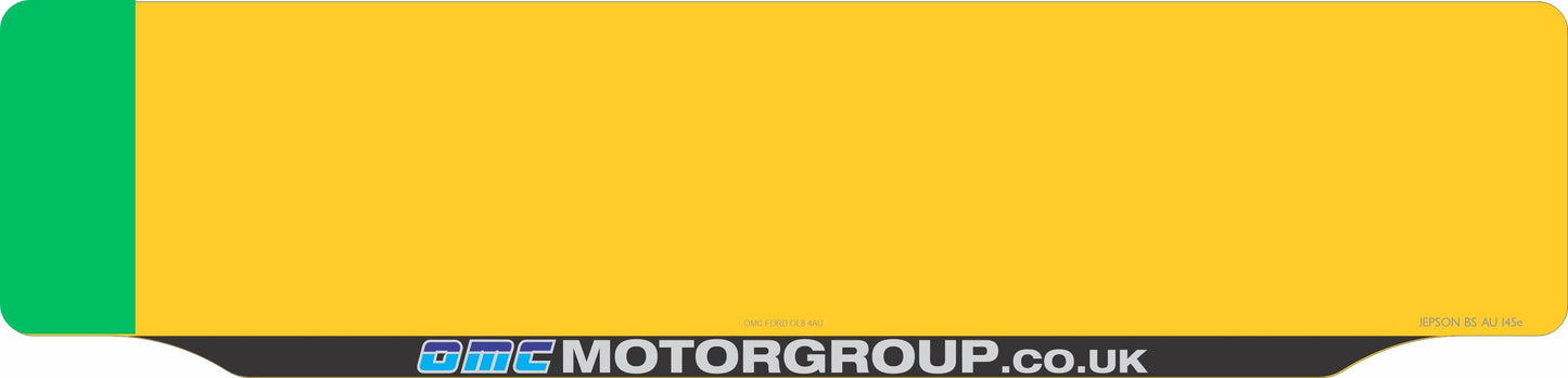 Car acrylic full wet lipped oblong: 520 x 125mm with green flash (pre-printed)