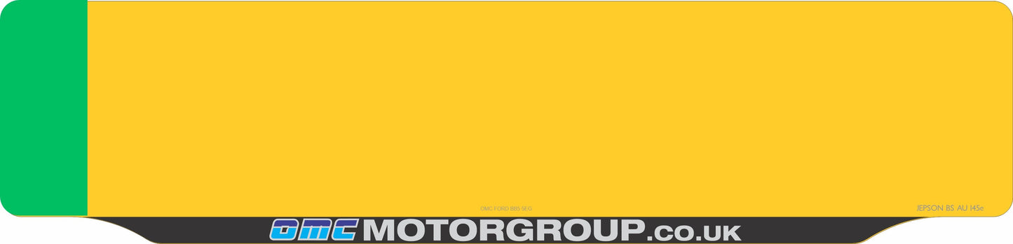 Car acrylic full wet lipped oblong: 520 x 125mm with green flash (pre-printed)