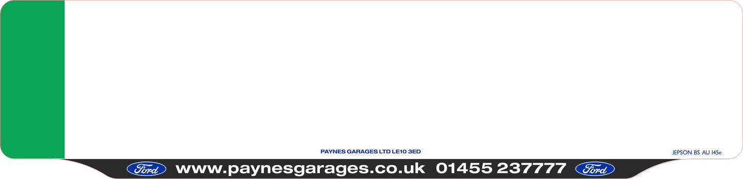 Car acrylic full wet lipped oblong: 520 x 125mm with green flash (pre-printed)