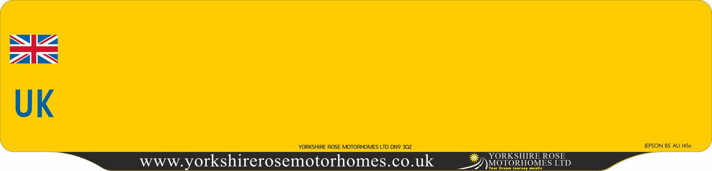 Car acrylic full wet lipped oblong: 520 x 125mm with UK Identifier (pre-printed)