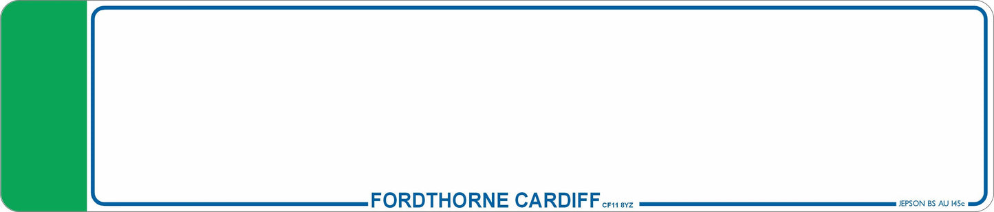 Car acrylic standard oblong: 520 x 111mm (pre-printed)