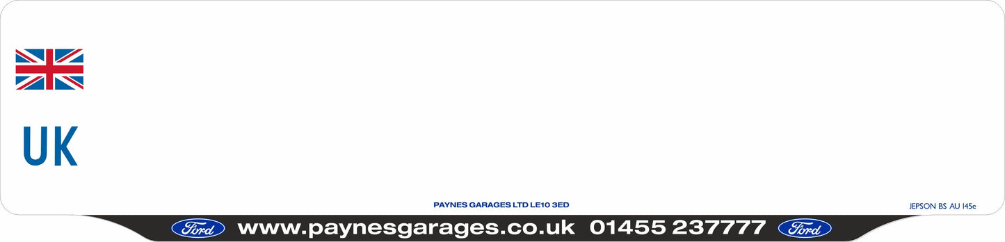 Car acrylic full wet lipped oblong: 520 x 125mm with UK Identifier (pre-printed)