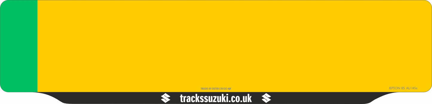 Car acrylic lipped oblong: 520 x 125mm with dry lip and green flash (pre-printed)
