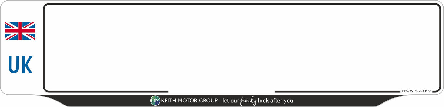 Car acrylic full wet lipped oblong: 520 x 125mm with UK Identifier (pre-printed)