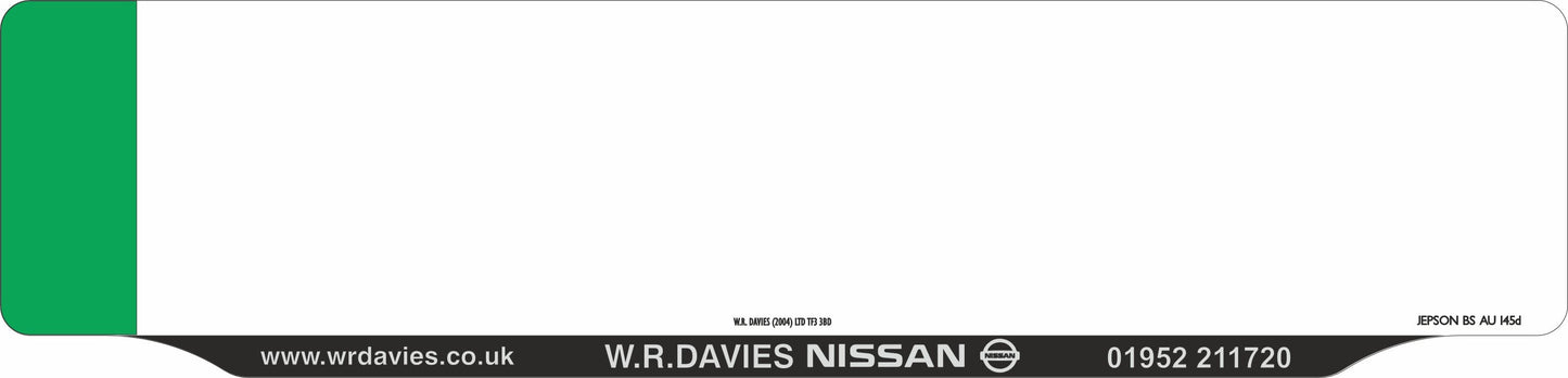 Car acrylic full wet lipped oblong: 520 x 125mm with green flash (pre-printed)