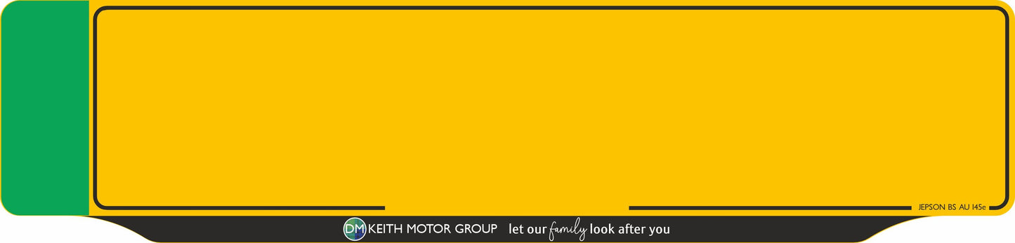 Car acrylic full wet lipped oblong: 520 x 125mm with green flash (pre-printed)