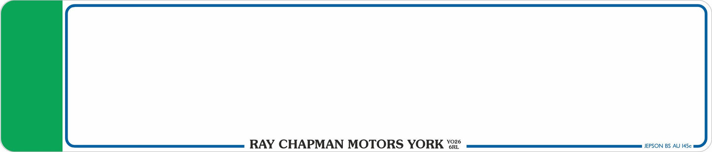 Car acrylic standard oblong: 520 x 111mm with Green Flash (pre-printed)