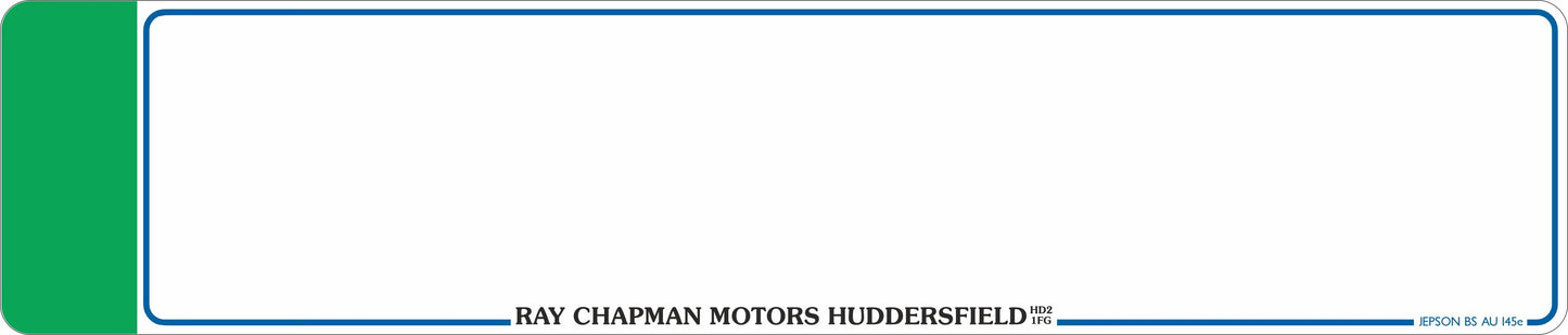 Car acrylic standard oblong: 520 x 111mm with Green Flash (pre-printed)