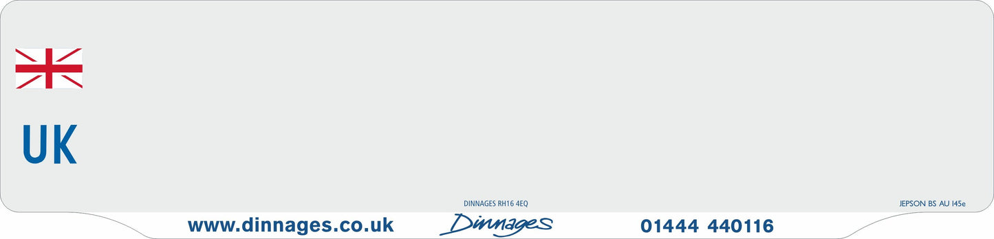 Car acrylic full wet lipped oblong: 520 x 125mm with UK Identifier (pre-printed)