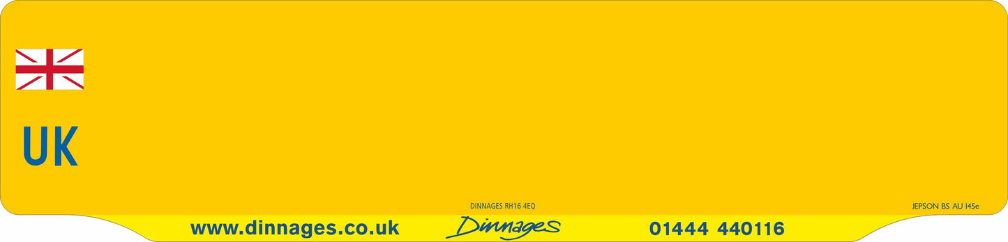 Car acrylic full wet lipped oblong: 520 x 125mm with UK Identifier (pre-printed)