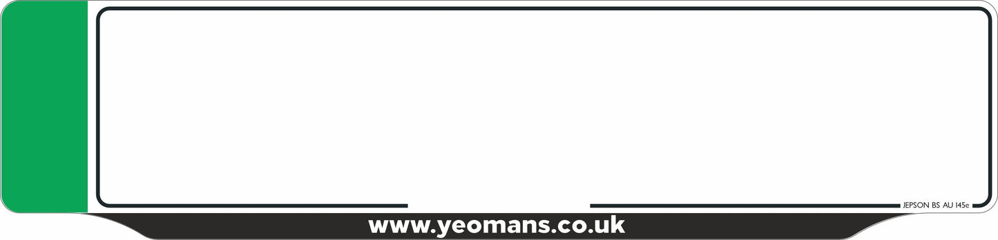 Car acrylic full wet lipped oblong: 520 x 125mm with green flash (pre-printed)