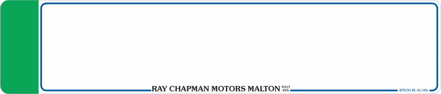 Car acrylic standard oblong: 520 x 111mm with Green Flash (pre-printed)