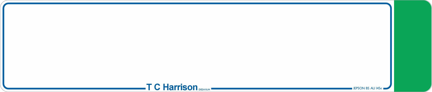 Car acrylic standard oblong: 520 x 111mm with Green Flash (pre-printed)