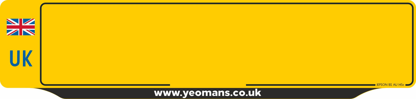 Car acrylic full wet lipped oblong: 520 x 125mm with UK Identifier (pre-printed)