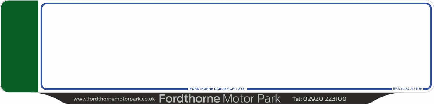 Car acrylic full wet lipped oblong: 520 x 125mm with green flash (pre-printed)