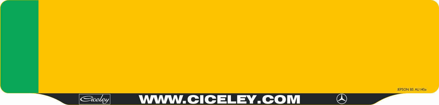 Car acrylic full wet lipped oblong: 520 x 125mm with green flash (pre-printed)