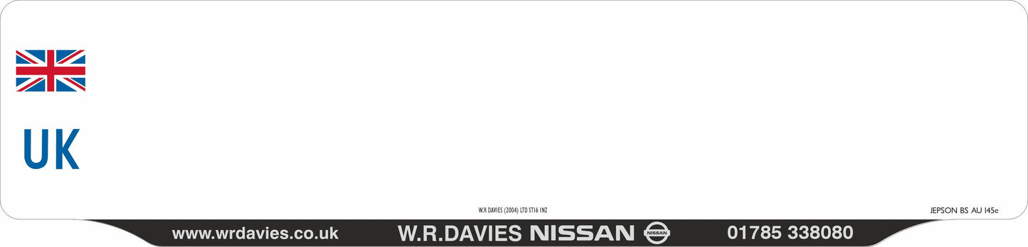 Car acrylic full wet lipped oblong: 520 x 125mm with UK Identifier (pre-printed)