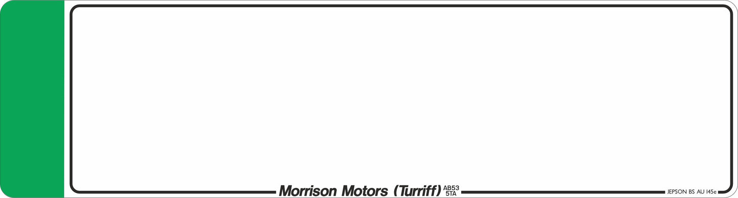 Car acrylic standard oblong: 520 x 111mm with Green Flash (pre-printed)