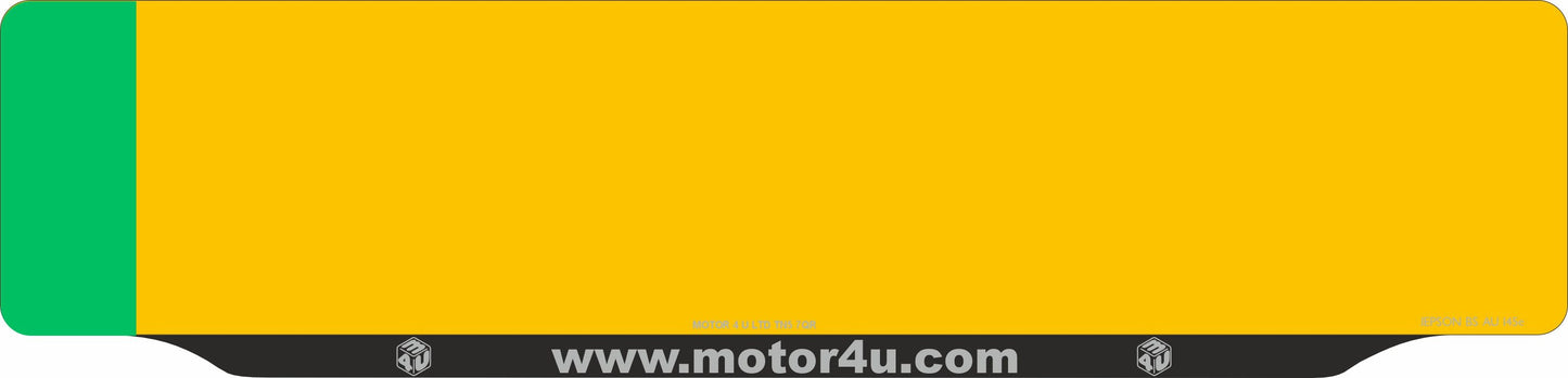 Car acrylic full wet lipped oblong: 520 x 125mm with green flash (pre-printed)